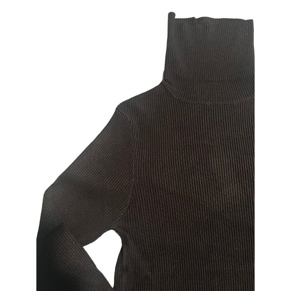 Forever 21 ANWND Women’s Black Ribbed Turtleneck Sweater Long Sleeve Top Med NEW - Picture 2 of 10